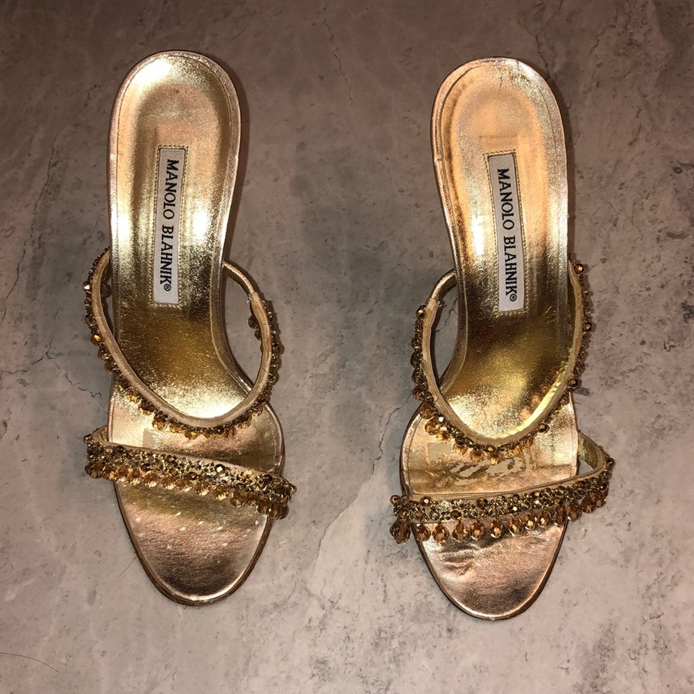 Manolo Blahnik, Size 36, Gold Heels